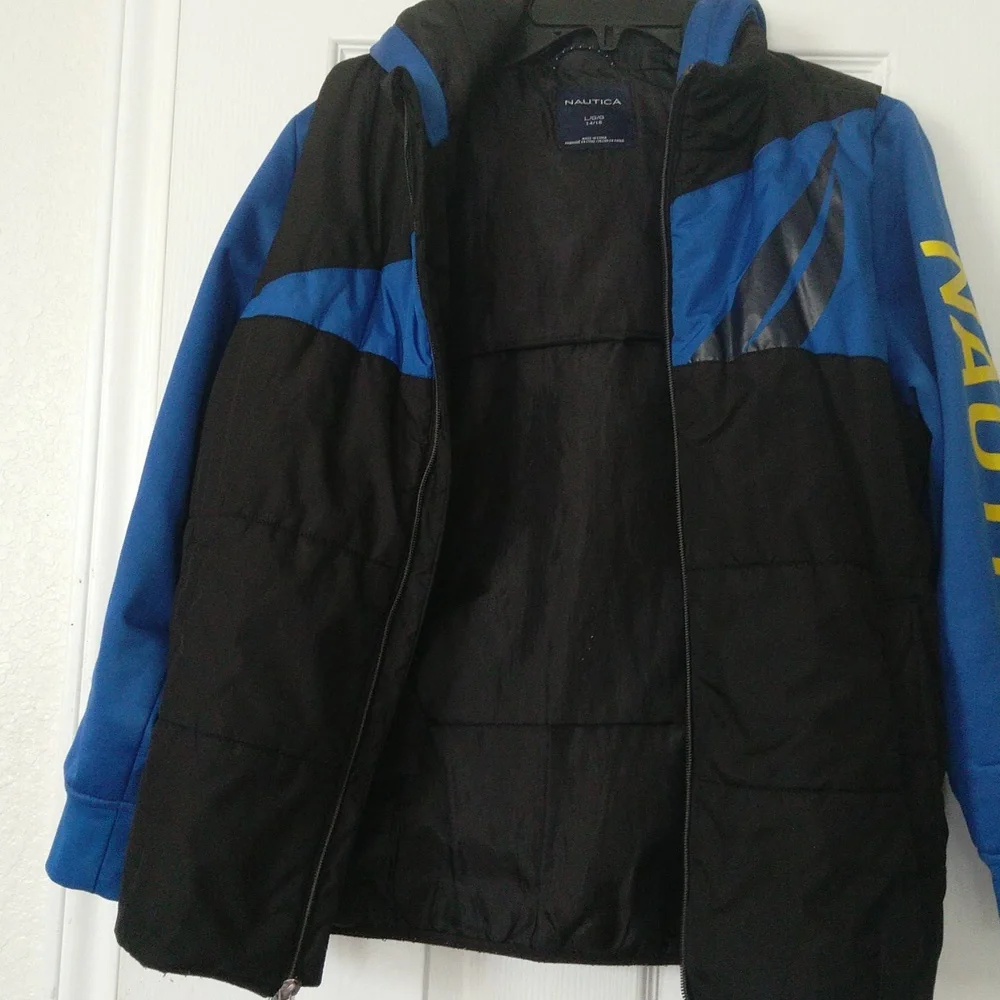 Nautica Boys Hybrid Quilted Hooded Puffer Jacket Size L/G , Winter - Picture 5 of 12